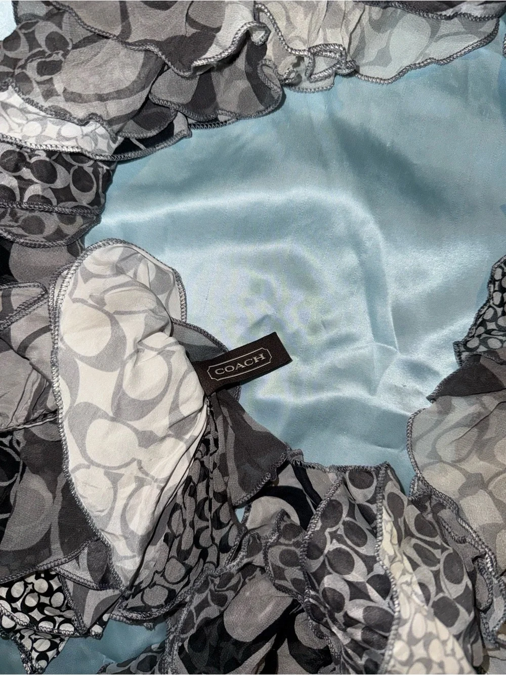 RARE Vintage Coach Patchwork Silk Skinny Scarf